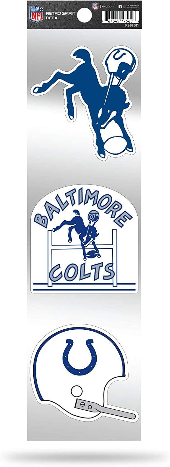 NFL Indianapolis Colts NFL 3-Piece Retro Spirit Decals, Team Color, Size of individual decals will vary