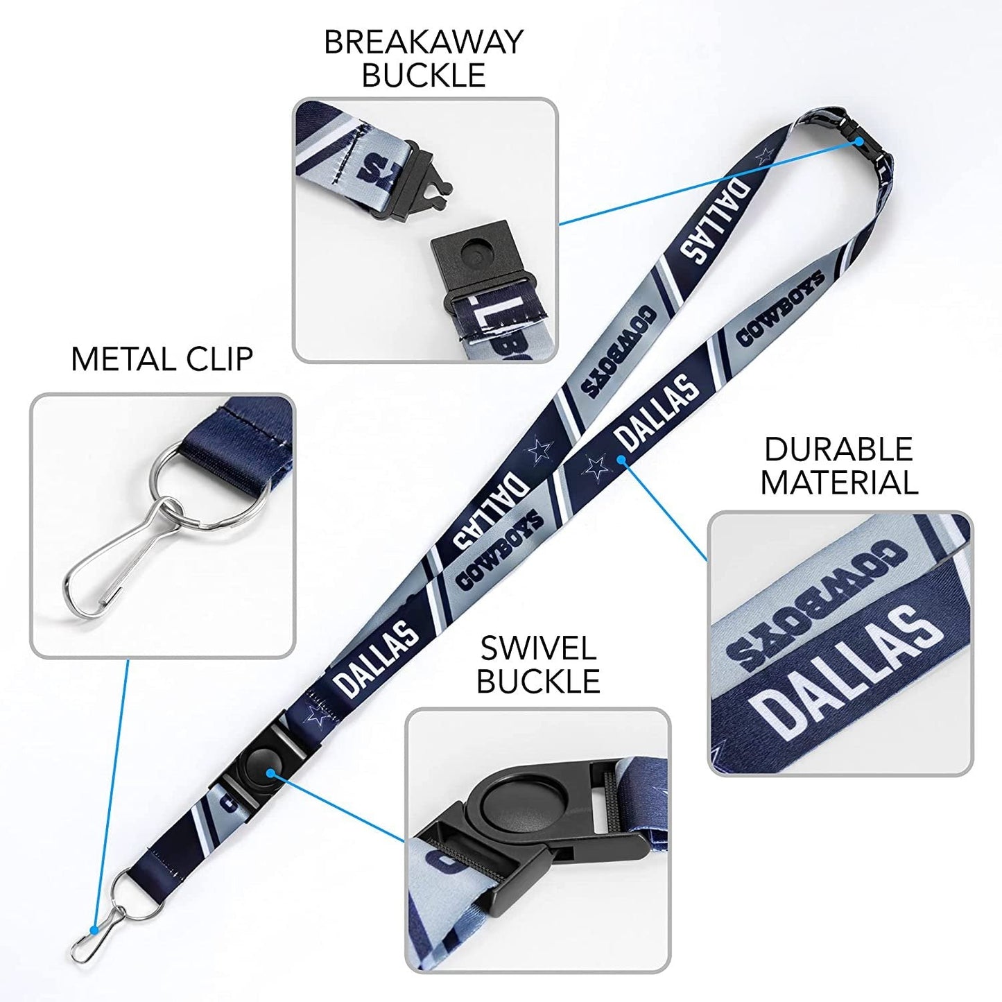 Charlotte Hornets Premium Lanyard Keychain 18 Inch Button Clip Safety Breakaway