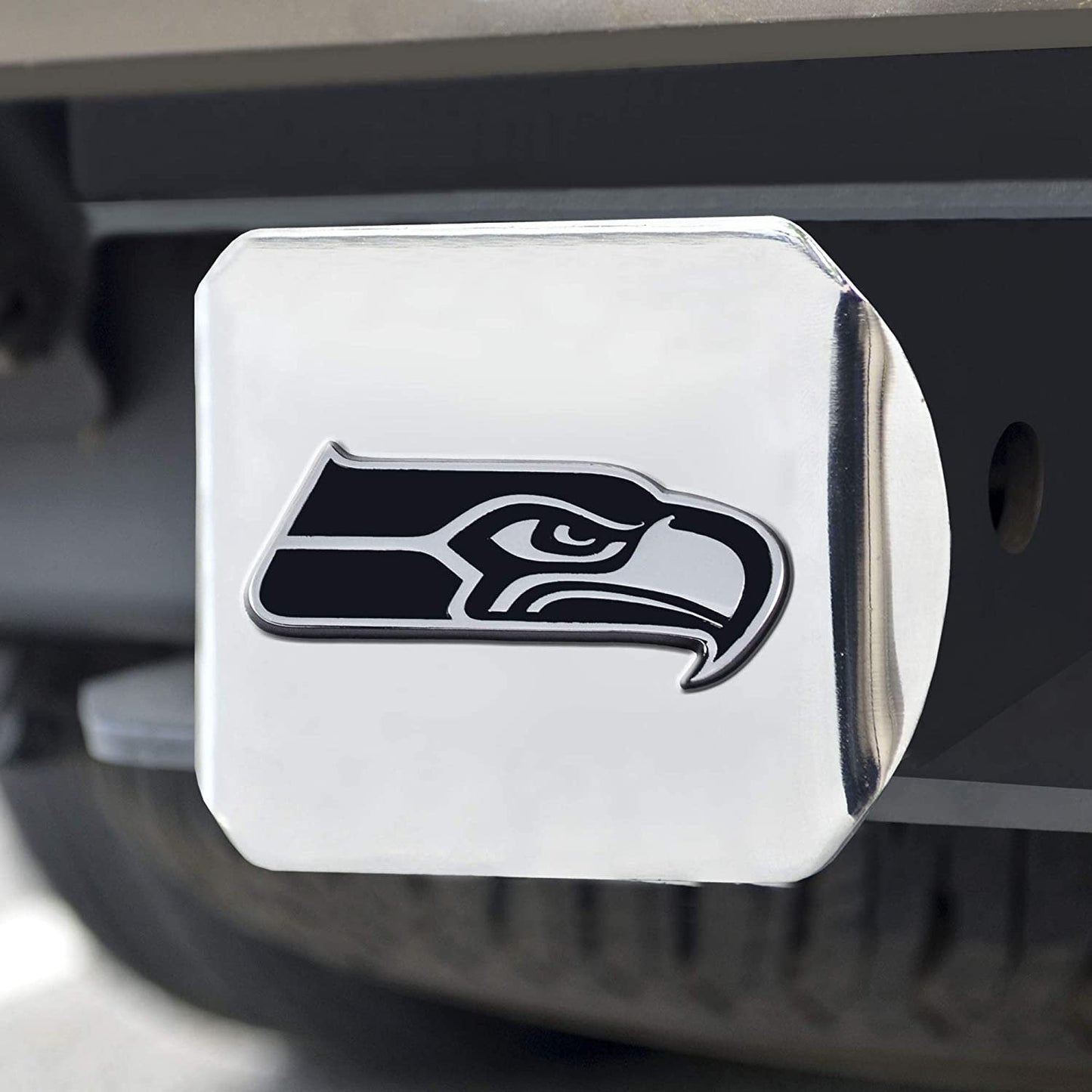 Seattle Seahawks Hitch Cover Solid Metal with Raised Chrome Metal Emblem 2" Square Type III
