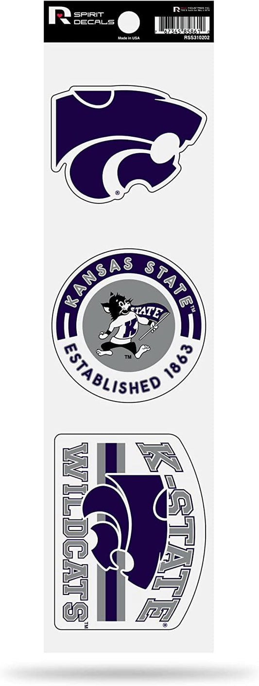 Rico Industries NCAA Kansas State Wildcats 3-Piece Retro Spirit Decals