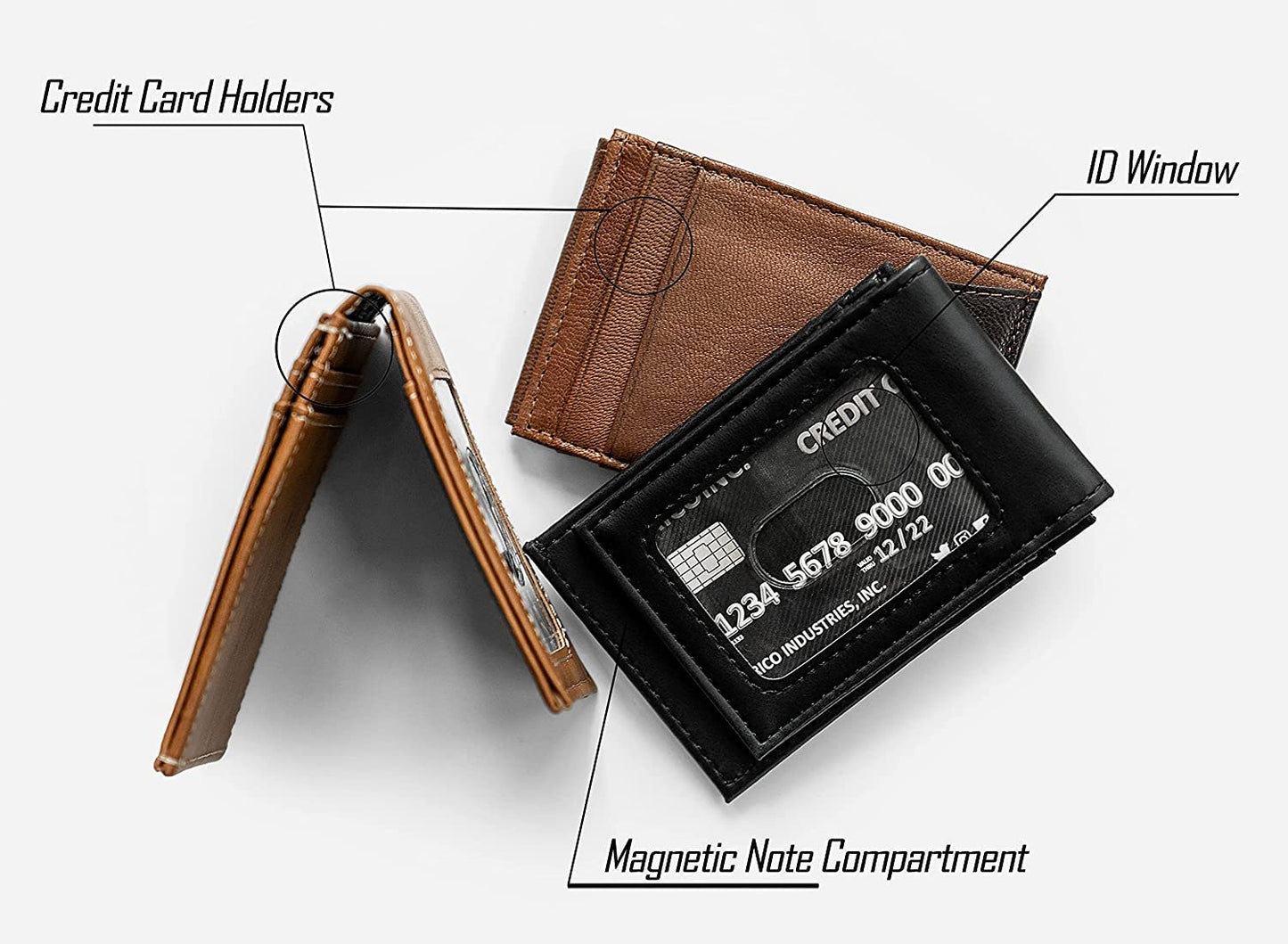 Rico Industries NFL Carolina Panthers Premium Laser Engraved Vegan Brown Leather Front Pocket Wallet - Compact and Slim yet Sturdy Design - Perfect to Show Your Team Pride or Gift