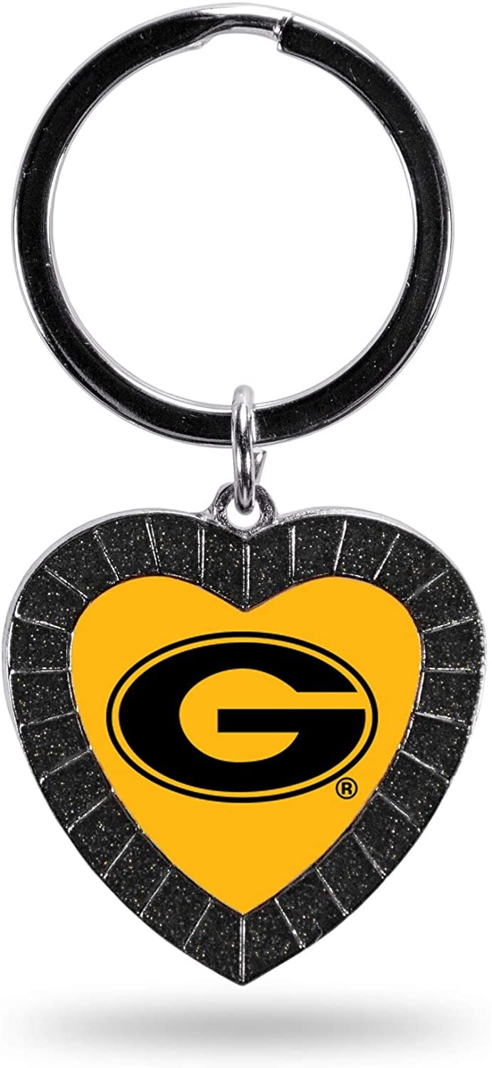 NCAA Grambling State Tigers NCAA Rhinestone Heart Colored Keychain, Black, 3-inches in length