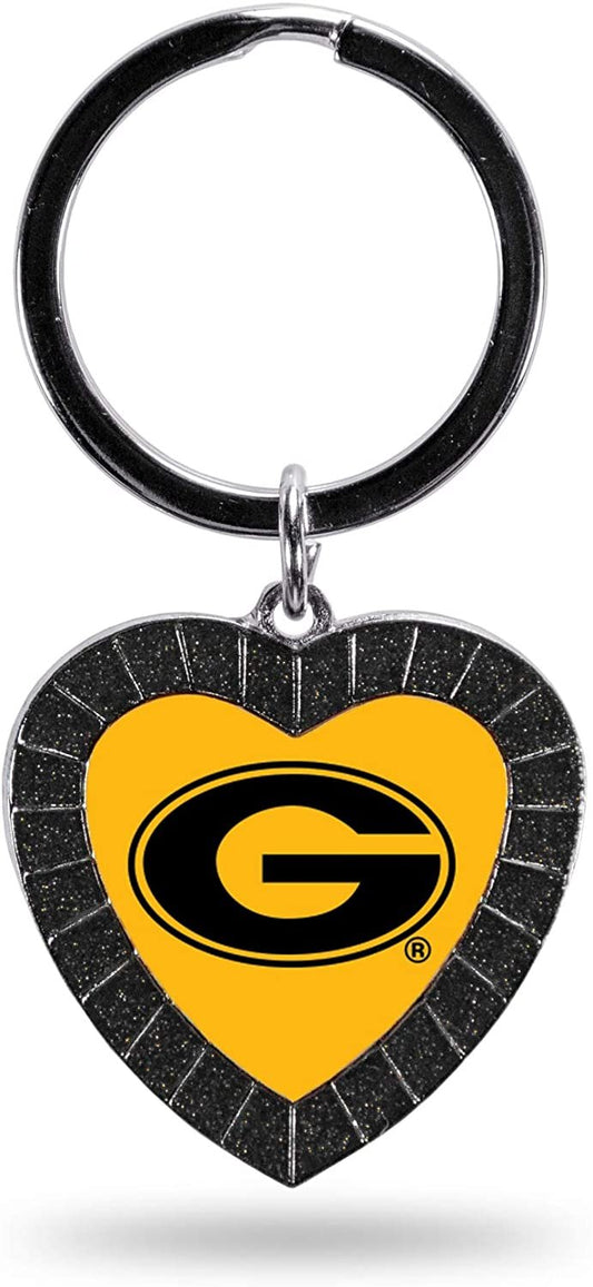 NCAA Grambling State Tigers NCAA Rhinestone Heart Colored Keychain, Black, 3-inches in length
