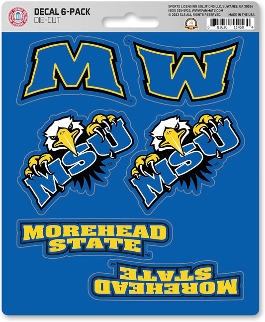 Morehead State University Eagles 6-Piece Decal Sticker Set, 5x6 Inch Sheet, Gift for football fans for any hard surfaces around home, automotive, personal items