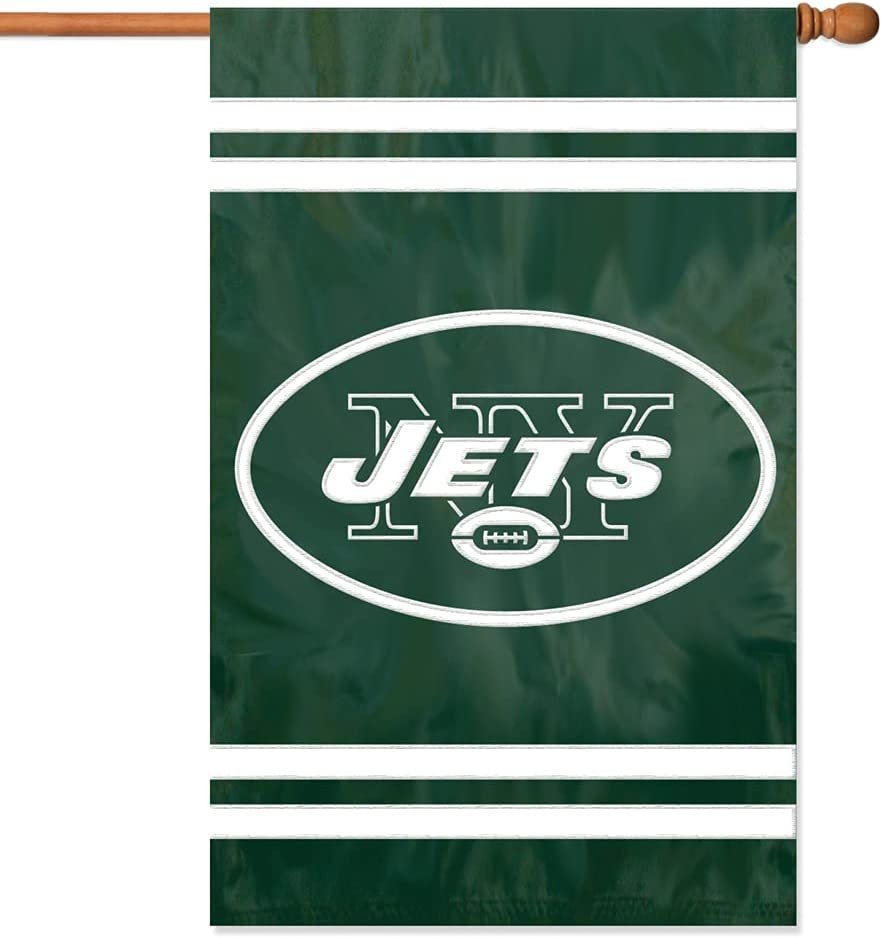 New York Jets Double Sided Banner Flag Embroidered Applique 44x28 Inch