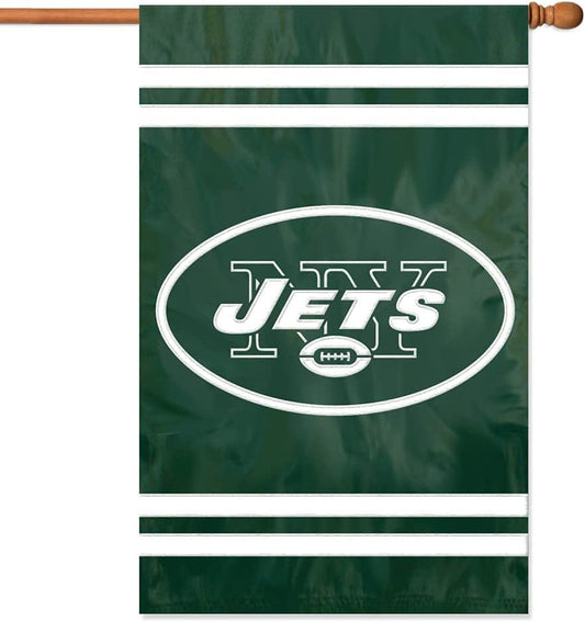 New York Jets Double Sided Banner Flag Embroidered Applique 44x28 Inch