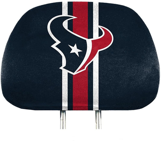 Houston Texans Premium Pair of Auto Head Rest Covers, Full Color Printed, Elastic, 10x14 Inch