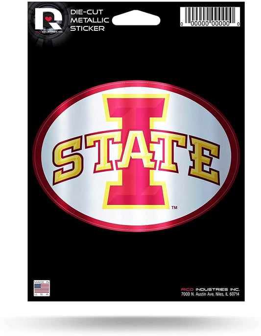Iowa State University Cyclones 5 Inch Sticker Decal Metallic Shimmer Design Flat Vinyl