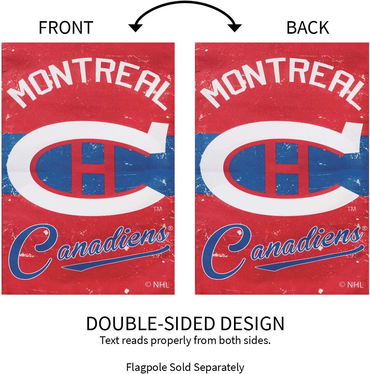Montreal Canadiens Premium Linen Banner Flag Double Sided 28x44 Inch Vintage Logo Design Outdoor
