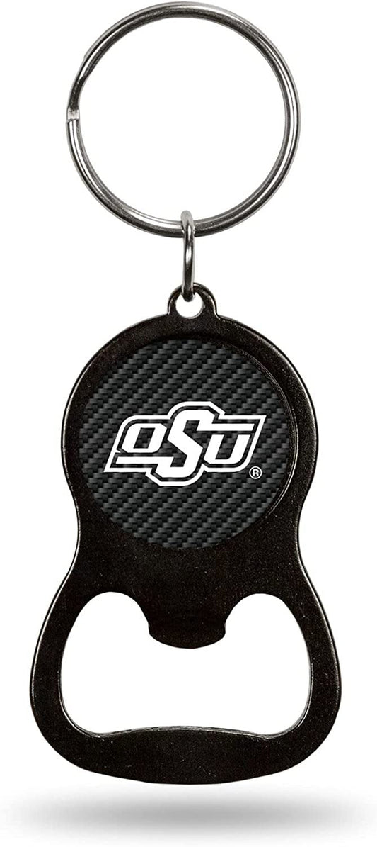 Oklahoma State University Cowboys Premium Solid Metal Keychain Bottle Opener, Carbon Fiber Design