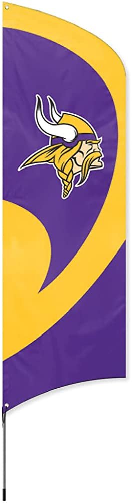 Minnesota Vikings 8 Foot Tall Team Flag Tailgating Kit with Metal Pole