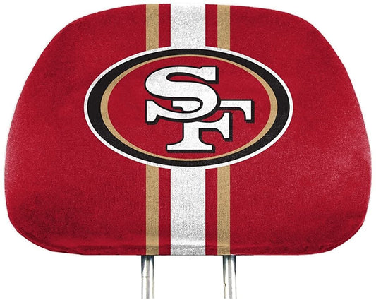 San Francisco 49ers Premium Pair of Auto Head Rest Covers, Full Color Printed, Elastic, 10x14 Inch