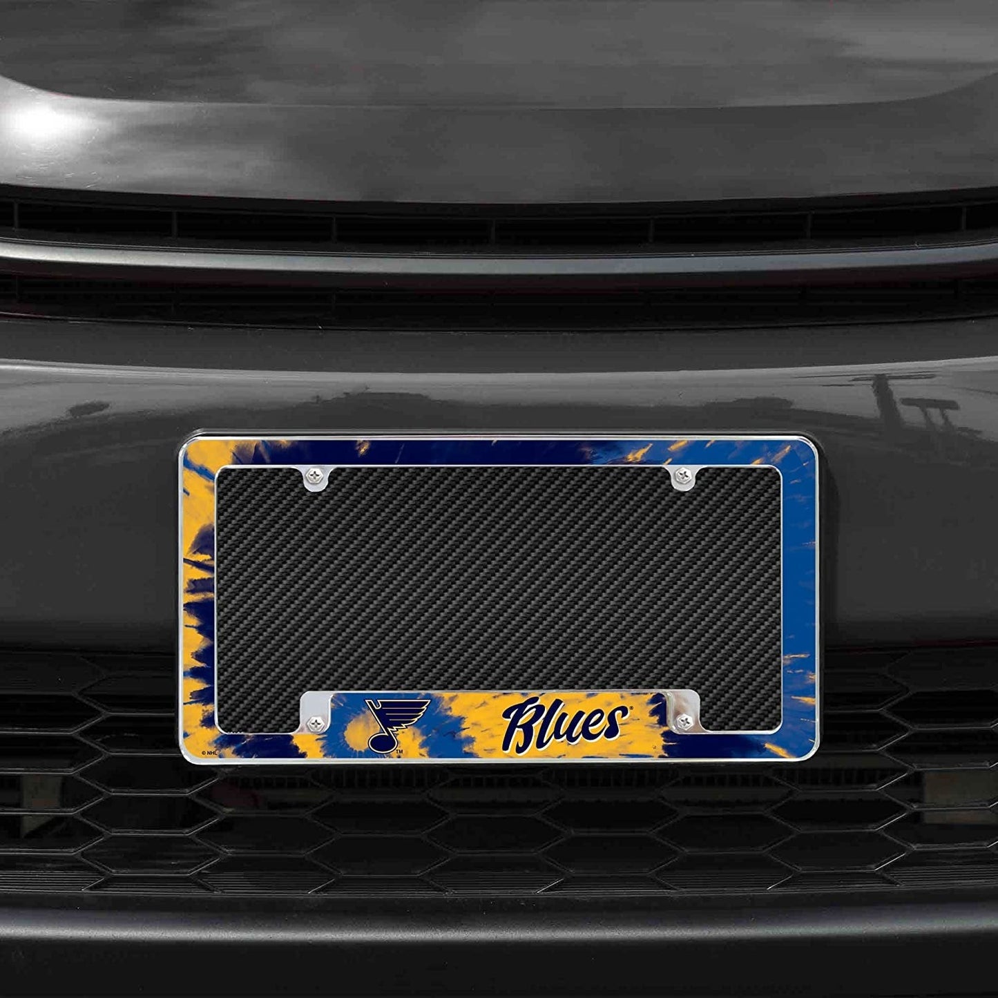 St Louis Blues Metal License Plate Frame Chrome Tag Cover Tie Dye Design 6x12 Inch