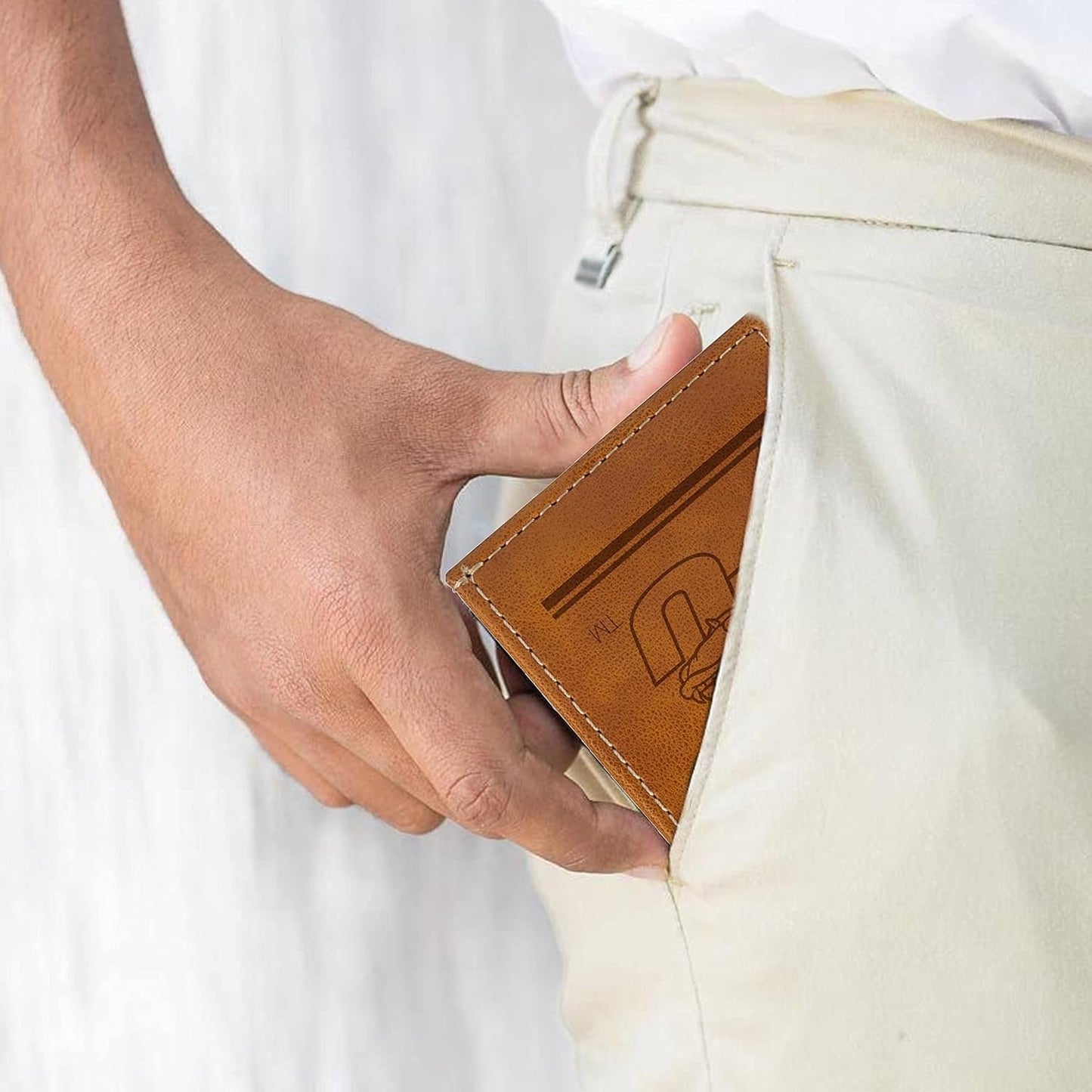 NCAA UGA Gonzaga Bulldogs Men’s Front ID Pocket Brown Wallet- Premium 8 Pocket Laser-Engraved Team Logo on Vegan Leather- Minimalist Design, Credit Card Holder- Ideal for Travel or Men’s Gift