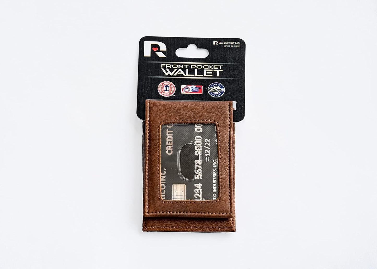 Rico Industries NHL Arizona Coyotes Premium Laser Engraved Vegan Brown Leather Front Pocket Wallet - Compact and Slim yet Sturdy Design - Perfect to Show Your Team Pride or Gift