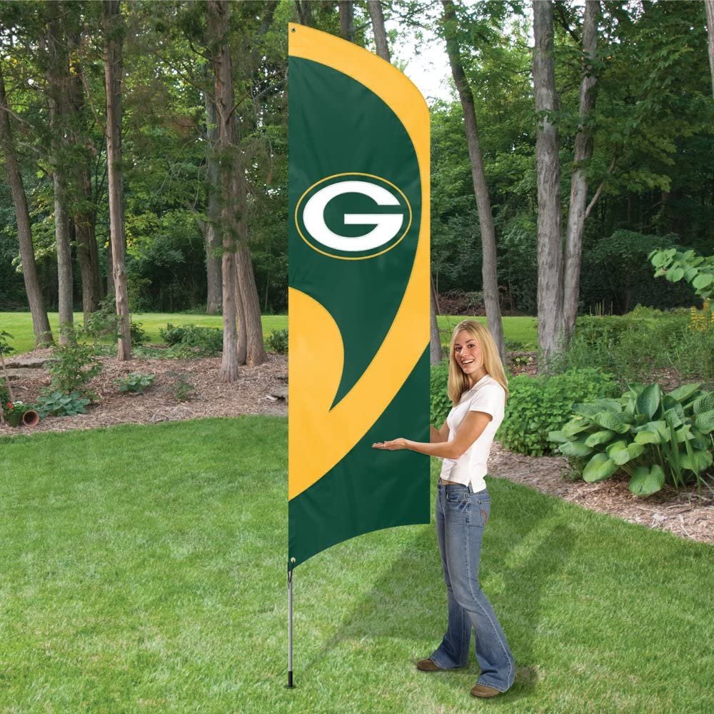 Green Bay Packers Tall Team Flag Tailgating Flag Kit 8.5 x 2.5 feet with Pole