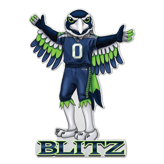 Seattle Seahawks Soft Felt Pennant, Mascot Design, Shape Cut, 18 Inch, Easy To Hang