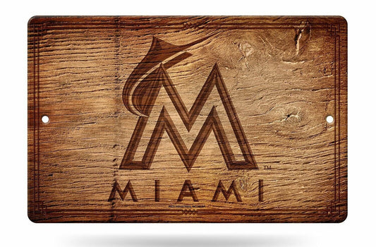 Miami Marlins 11x17 Fantique Woodgrain Design Plastic Wall Parking Sign Baseball