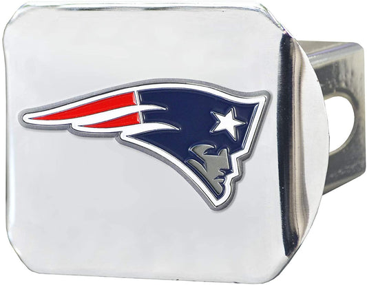 New England Patriots Hitch Cover Solid Metal with Raised Color Metal Emblem 2" Square Type III