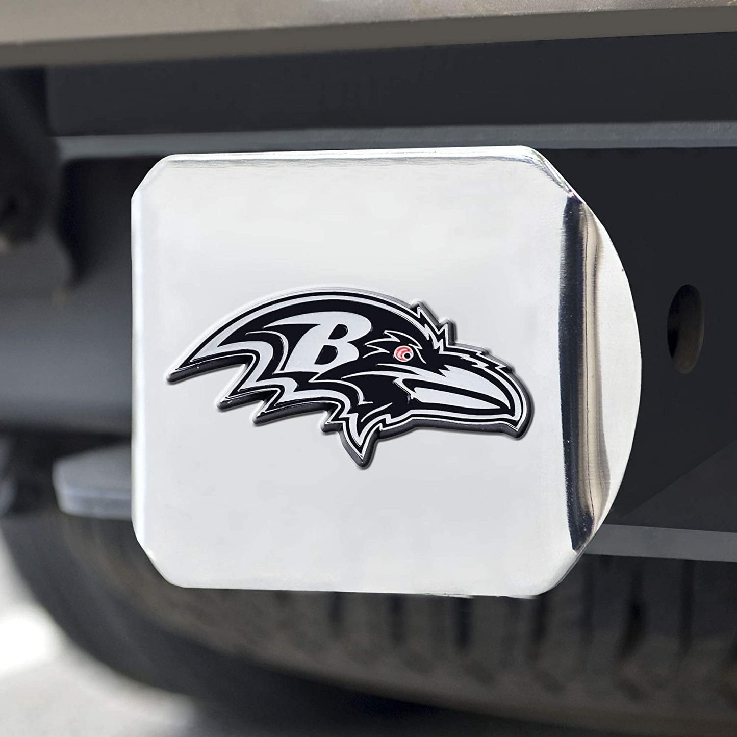 Baltimore Ravens Hitch Cover Solid Metal with Raised Chrome Metal Emblem 2" Square Type III