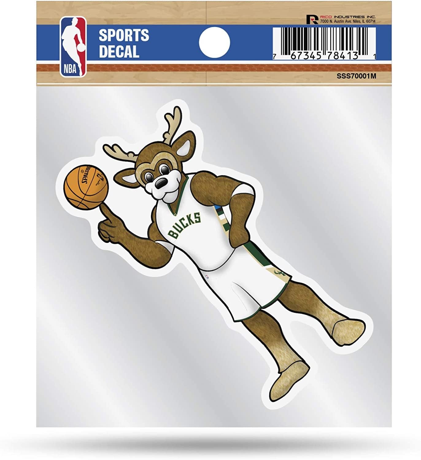 NBA Milwaukee Bucks Mascot 4x4 Decal, Team Color, Size of individual decal will vary