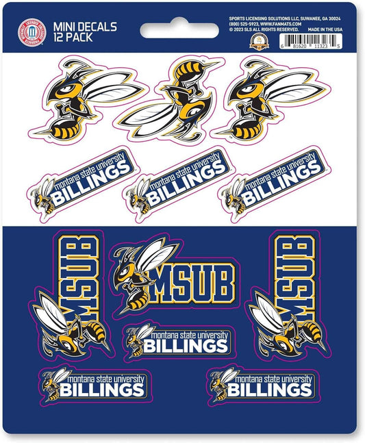 Montana State University Billings Yellowjackets 12-Piece Mini Decal Sticker Set, 5x6 Inch Sheet, Gift for football fans for any hard surfaces around home, automotive, personal items