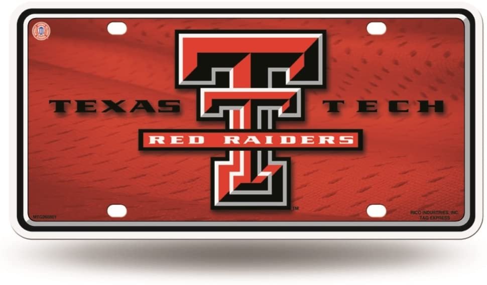 Texas Tech University Red Raiders Metal Auto Tag License Plate, Logo Design, 6x12 Inch
