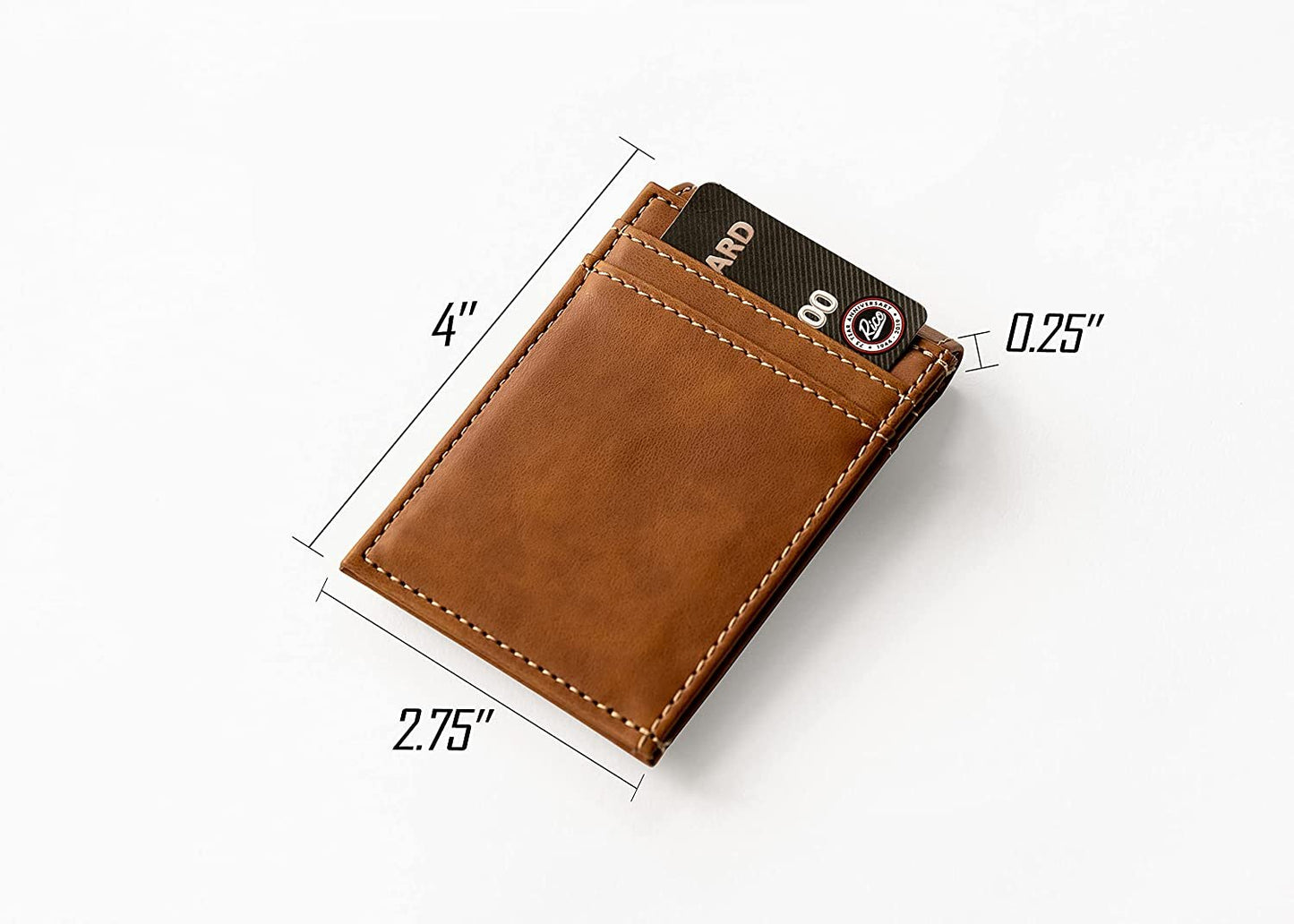 Rico Industries NFL Atlanta Falcons Premium Laser Engraved Vegan Brown Leather Front Pocket Wallet - Compact and Slim yet Sturdy Design - Perfect to Show Your Team Pride or Gift