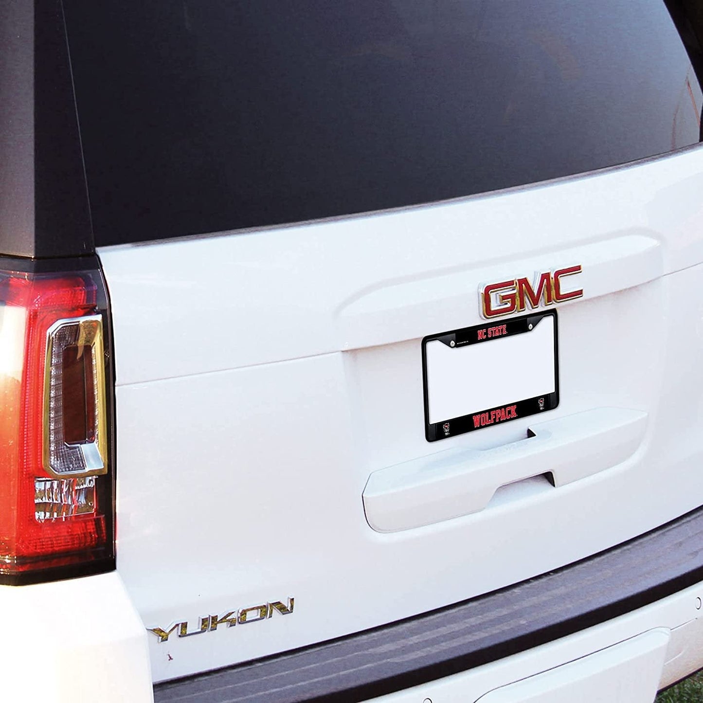 North Carolina State University Wolfpack Black Metal License Plate Frame Chrome Tag Cover 6x12 Inch