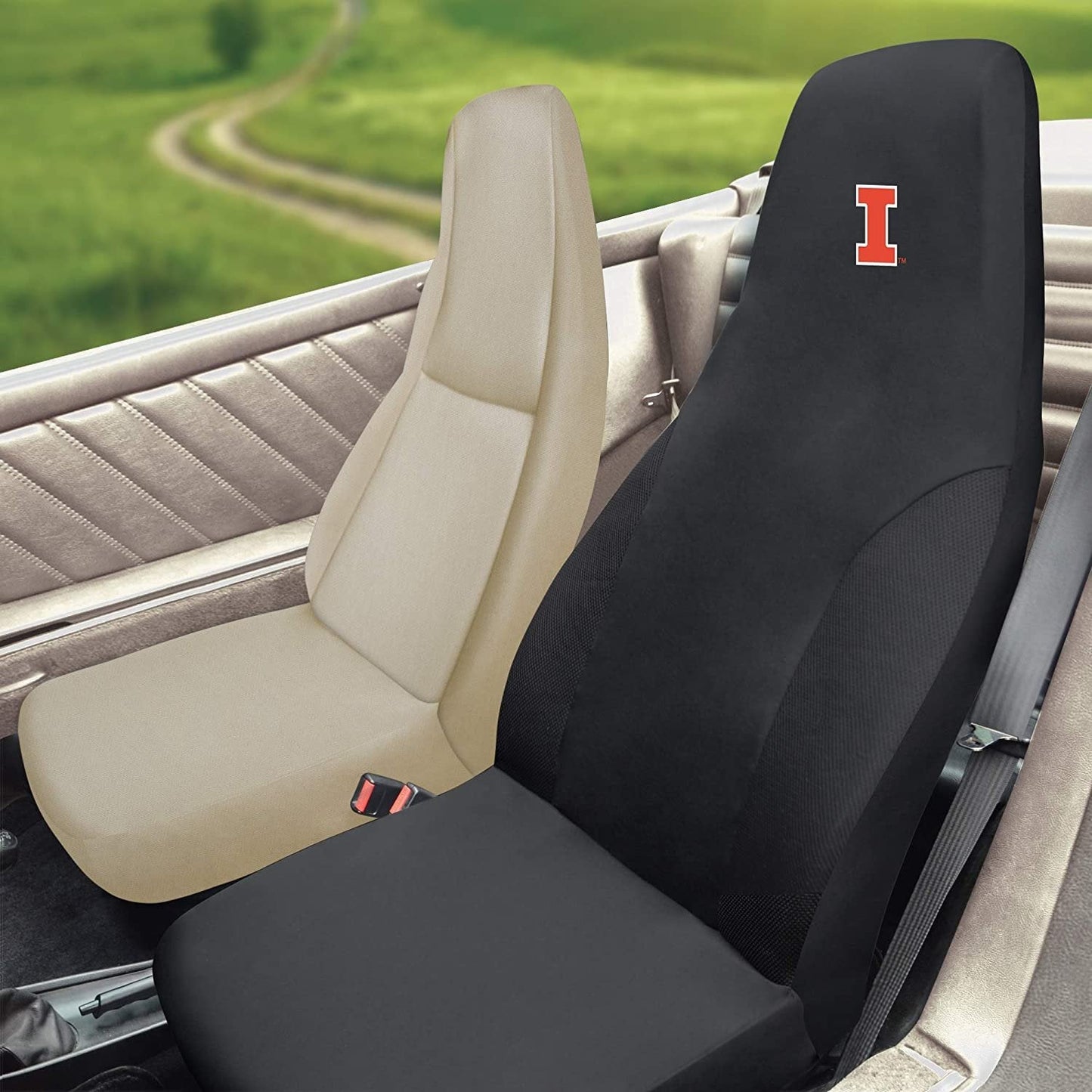 Illinois Illini Bucket Auto Seat Cover 48x20 Inch Elastic