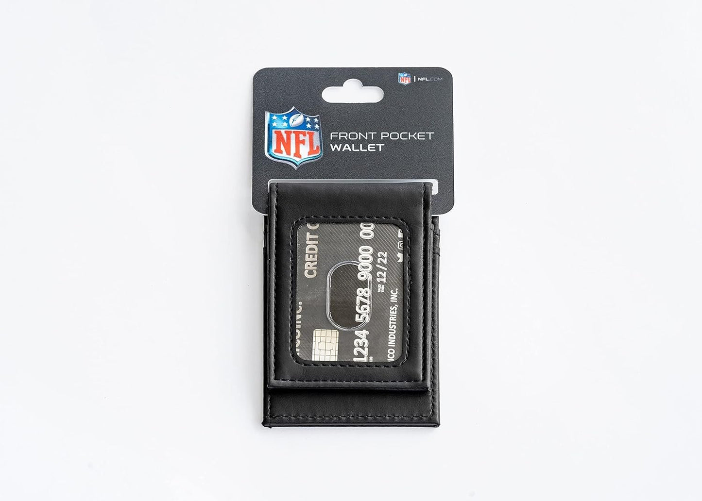 Pittsburgh Steelers Premium Black Leather Wallet, Front Pocket Magnetic Money Clip, Laser Engraved, Vegan