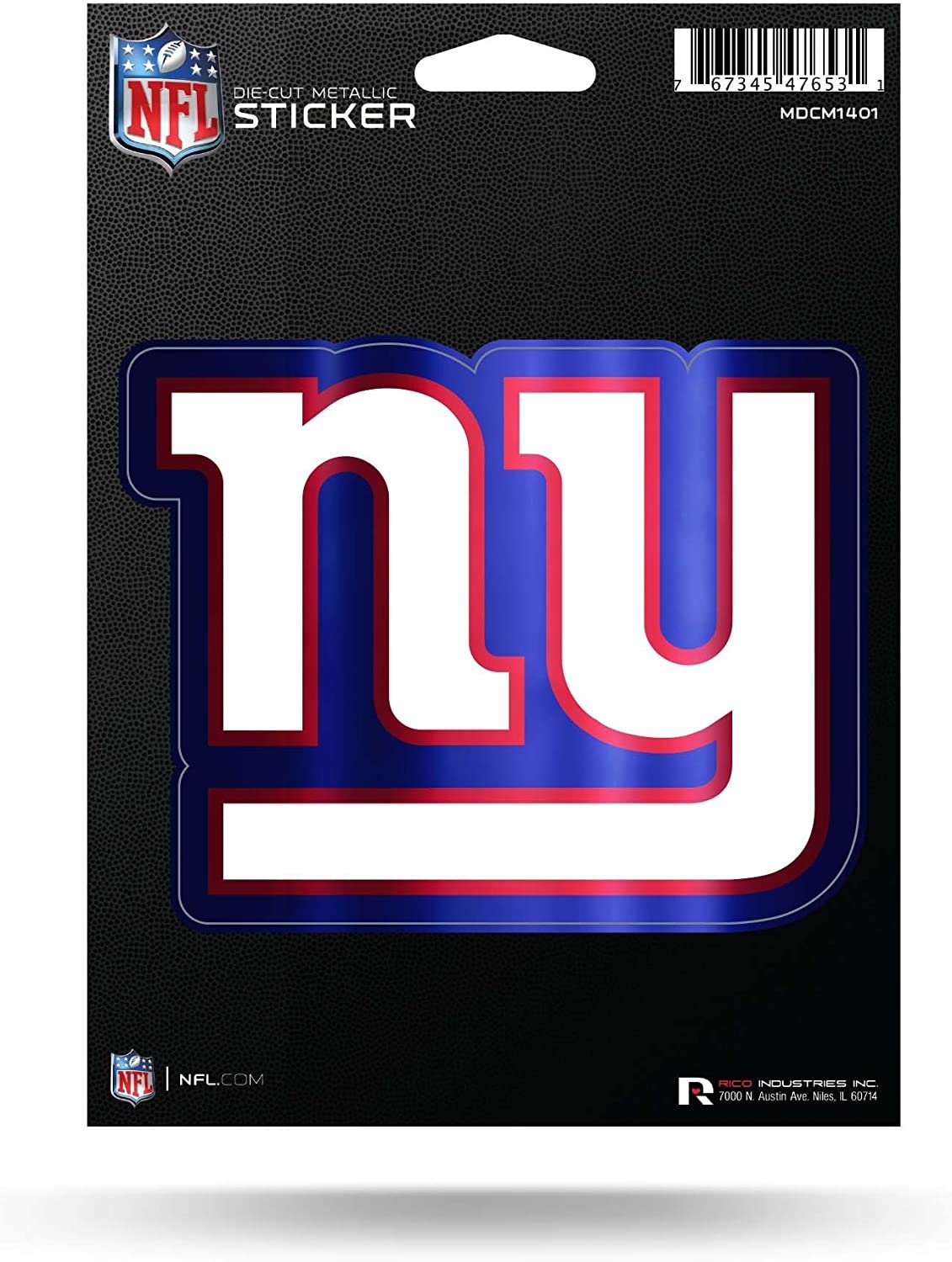 New York Giants 5 Inch Die Cut Decal Sticker, Metallic Shimmer Design, Full Adhesive Backing