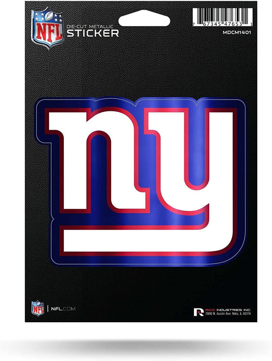 New York Giants 5 Inch Die Cut Decal Sticker, Metallic Shimmer Design, Full Adhesive Backing