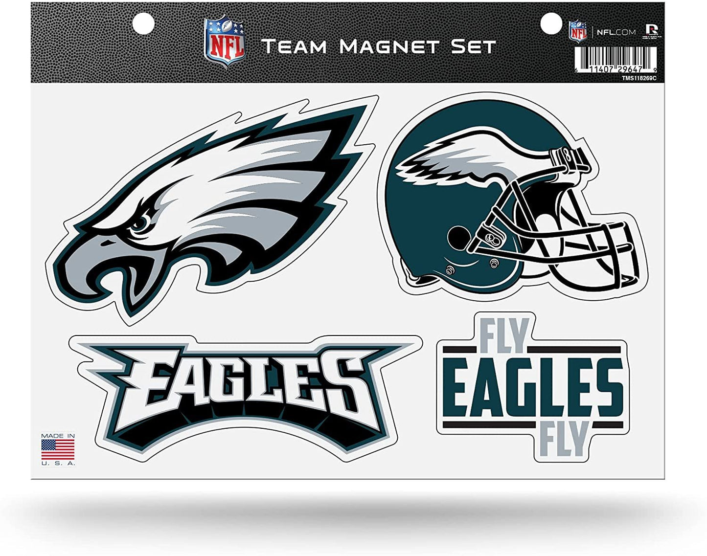 Rico Industries NFL Philadelphia Eagles 8.5" x 11" Team Magnet Set for Car, Refrigerator, Fridge, Locker, Office Cabinet