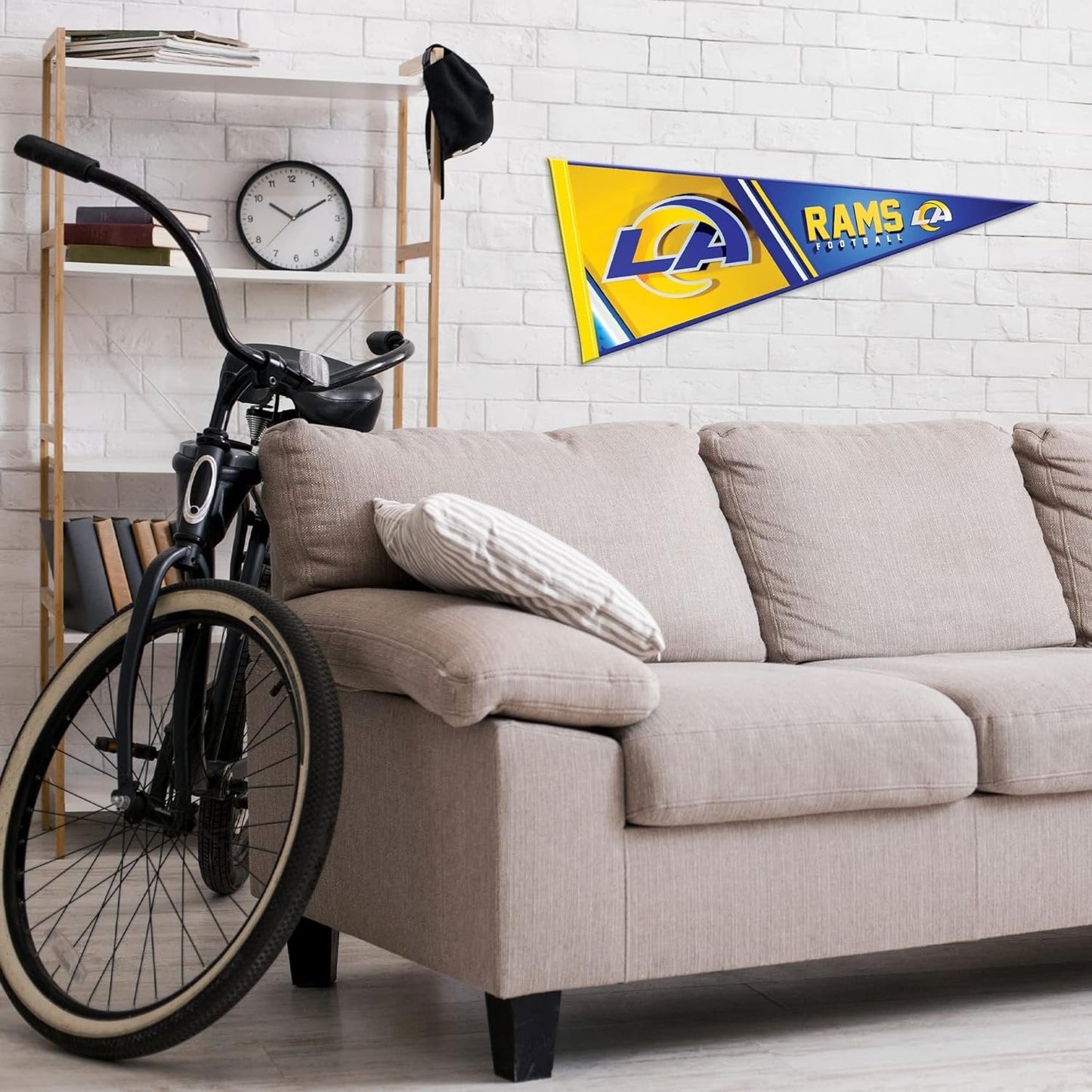 Los Angeles Rams 12x30 Inch Soft Felt Pennant, Primary Logo, Wall Decor, Man Cave