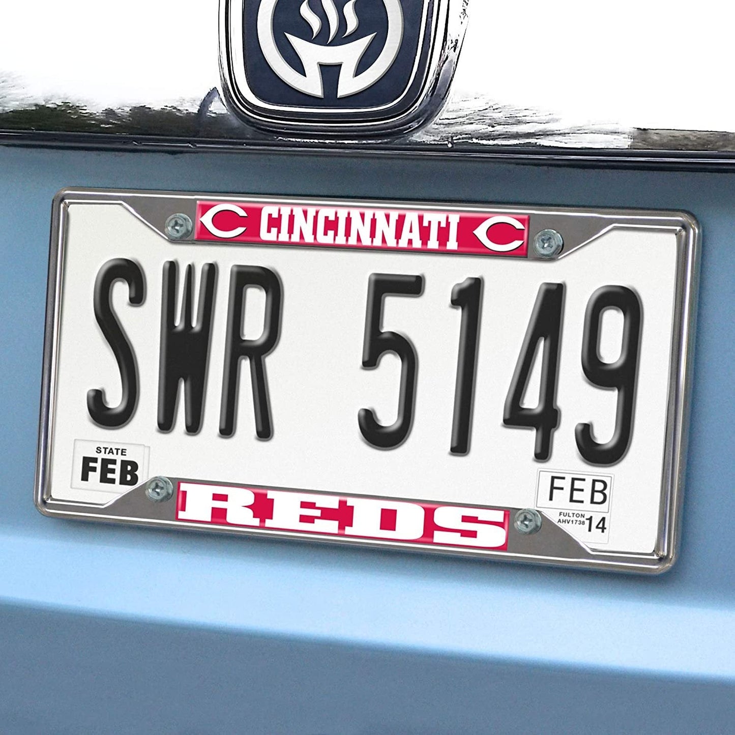 Cincinnati Reds Metal License Plate Frame Tag Cover Chrome 6x12 Inch