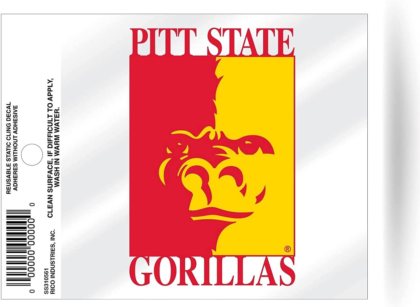 NCAA Pittsburg State Gorillas Small Static Cling Decal
