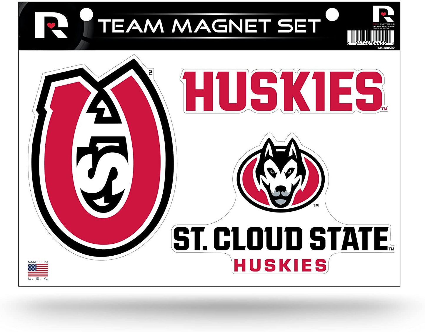 St Cloud State University Huskies Die Cut Team Magnet Set Sheet 8x11 Inch