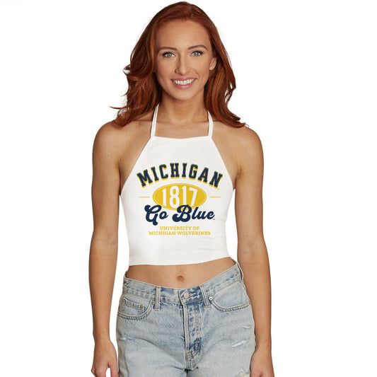 University of Michigan White Halter Top