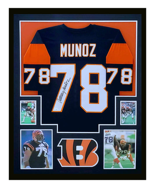 Anthony Munoz Autographed Cincinnatti Bengals Jersey Framed 35x43 JSA COA