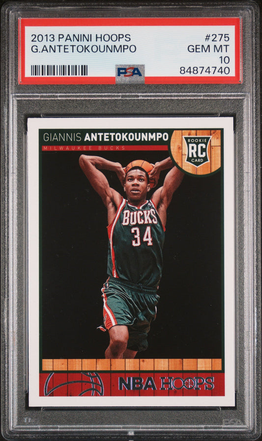 Graded 2013 Panini Hoops Giannis Antetokounmpo #275 Rookie RC Basketball Card PSA 10 Gem Mint