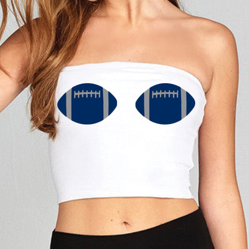 Navy & Gray Football Tube Top