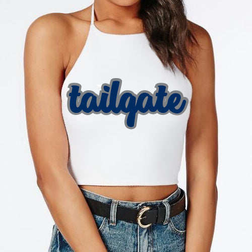 Navy & Gray Tailgate Halter Top
