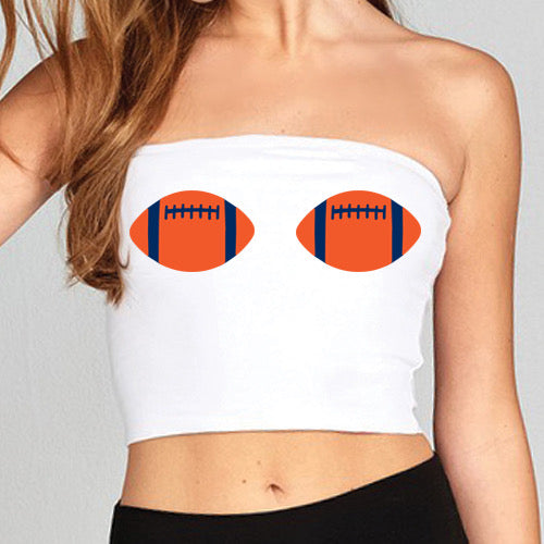 Navy & Orange Football Tube Top