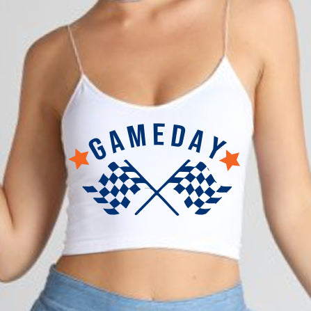 Navy & Orange Game Day Spaghetti Tank