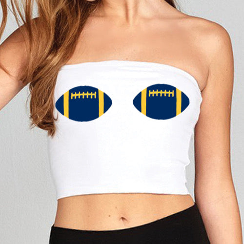 Navy & Yellow Football Tube Top