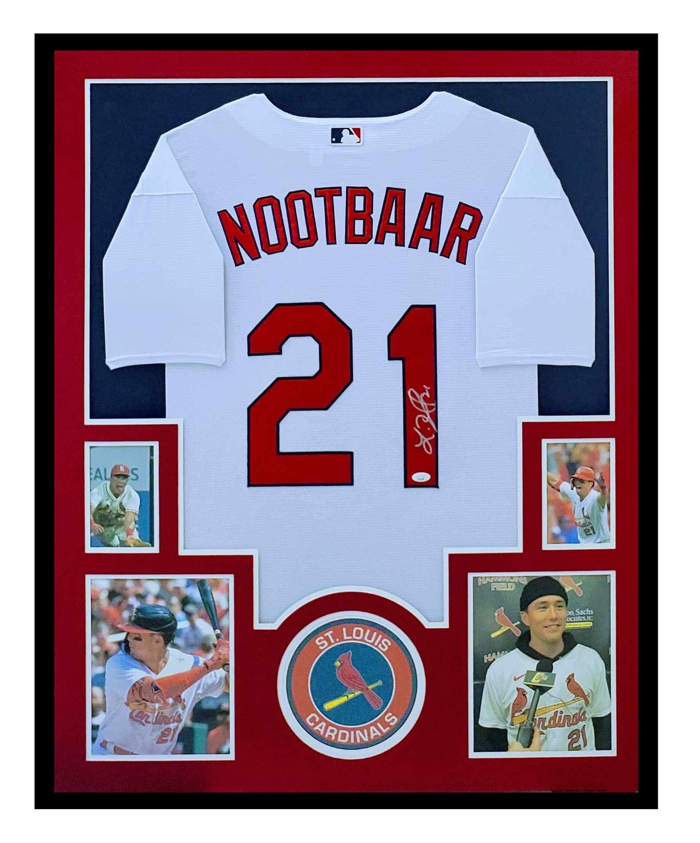 Lars Nootbaar Autographed Jersey Framed Cardinals 35x43 JSA COA