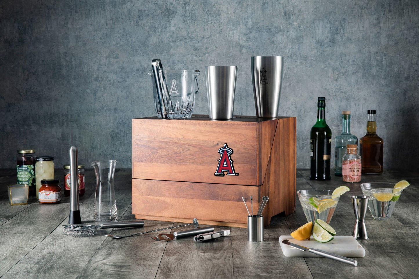 Los Angeles Angels - Madison Acacia Tabletop Bar Set