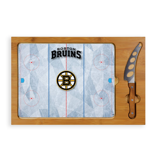 Boston Bruins Hockey Rink - Icon Glass Top Cutting Board & Knife Set