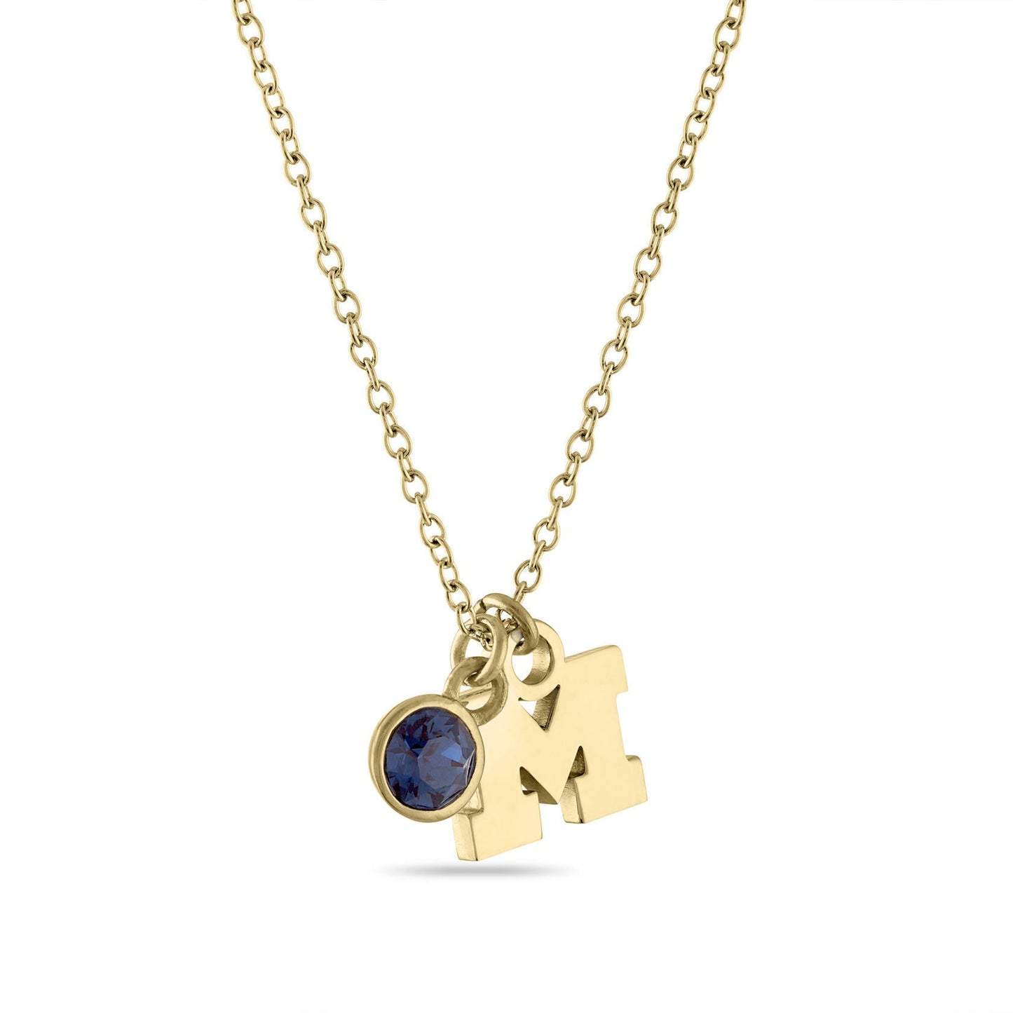 UM Wolverines Necklace Block M with Crystal